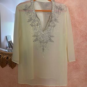 Flowy Sheer Embroidered Shirt